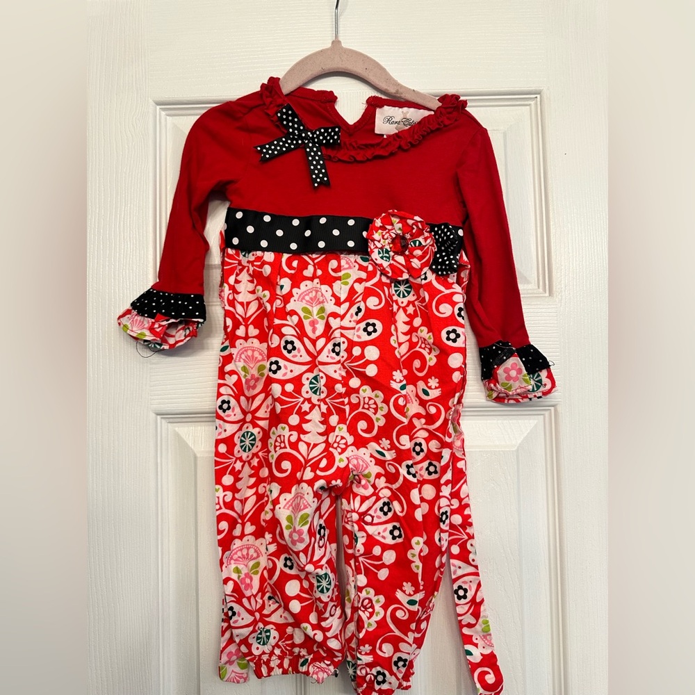 Red Long Sleeve One Piece Romper.
